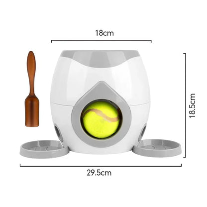 Pet Interactive Toy Tennis Ball Launcher 2 in 1 Automatic Throwing Device Training Reward Machine Pet Fun Feeder Interactive Toy