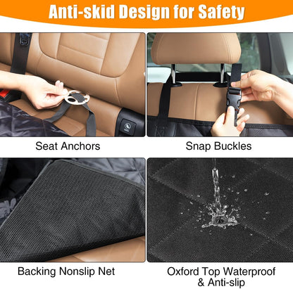 Dog Car Seat Cover for Back Seat, 100% Waterproof Dog Car Hammock with Mesh Window, Anti-Scratch Nonslip Durable Soft Pet Dog Seat Cover for Cars Trucks and SUV