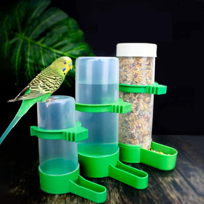 Bird Feeder, Bird Water Dispenser for Cage,  2PCS Automatic Bird Water Feeder with 1PCS Food Feeder for Cage Pet Parrot Budgie Lovebirds Cockatiel (2Pcs 90Ml + 1Pcs 150Ml)