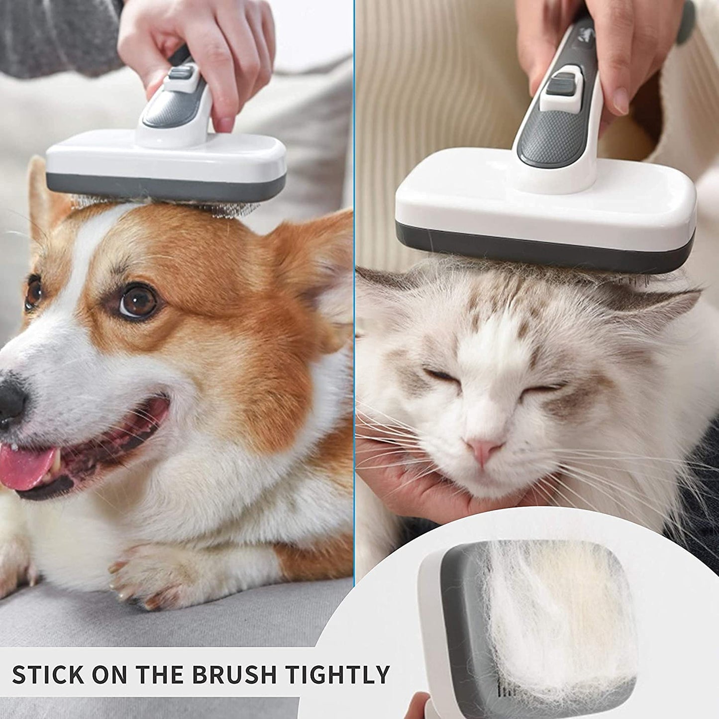 Self Cleaning Dog Brush for Long Haired Short Haired Dogs, Slicker Brush for Dogs Shedding Grooming, Dog Hair Brush for Large Medium Pets, Wire Cat Fur Brush, Pet Brush for Cats, Pet Hair Comb