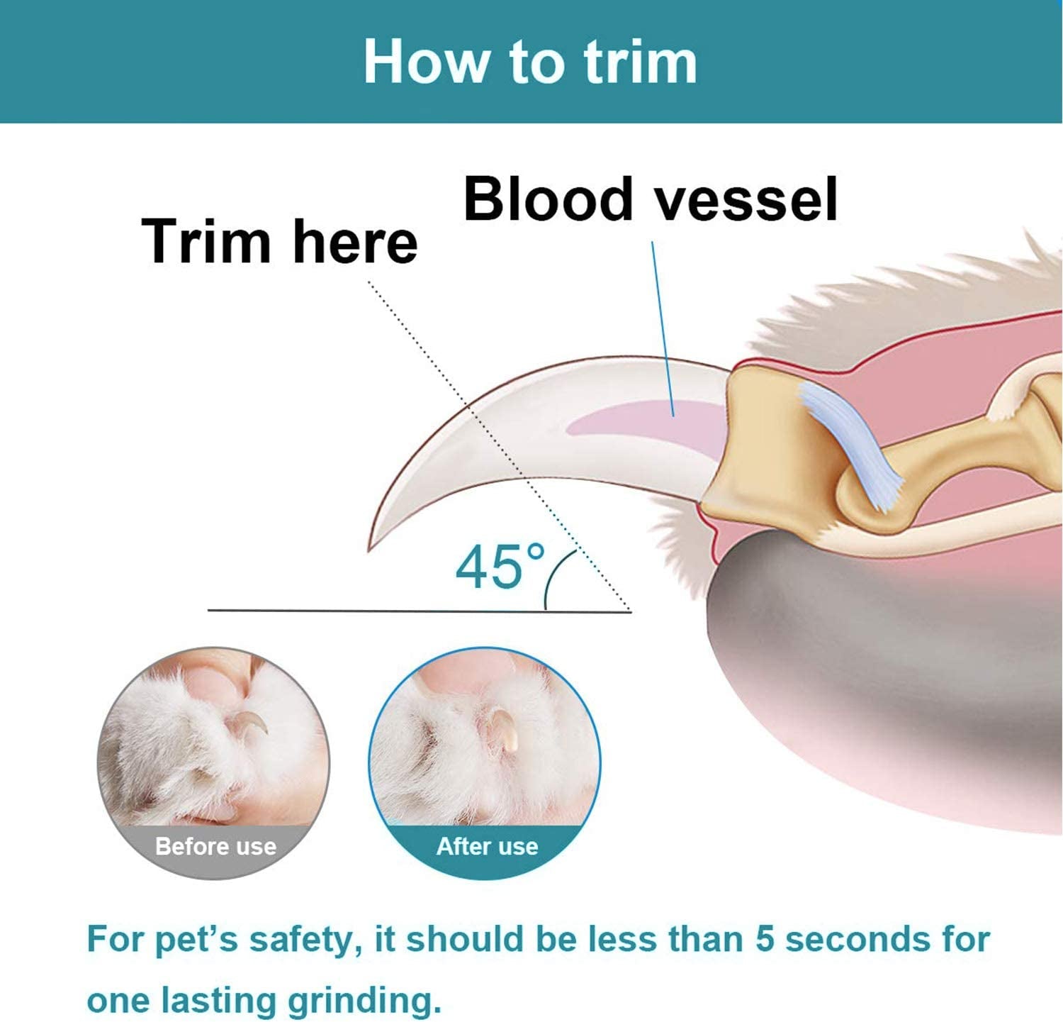 Pet Nail Grinder with LED Light & 2 Grinding Heads, 2-Speed Low Noise & More Powerful Dog Nail Grinder, Pet Nail Trimmer File, Painless Paw Claw Care, Quiet Toenail Grooming Tool for L/M/S Dogs/Cats